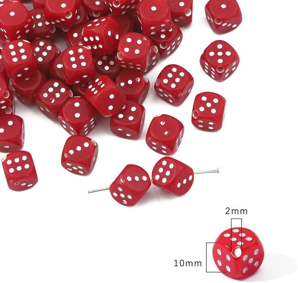 90Pcs Acrylic Dice Beads Set 10mm Dice Beads Bulk 3D Red Black White Dice Focal Beads Charms DIY Crafts Loose Spacer Beads for Keychain Bracelet Necklace Earring Lanyard Making - Image 7