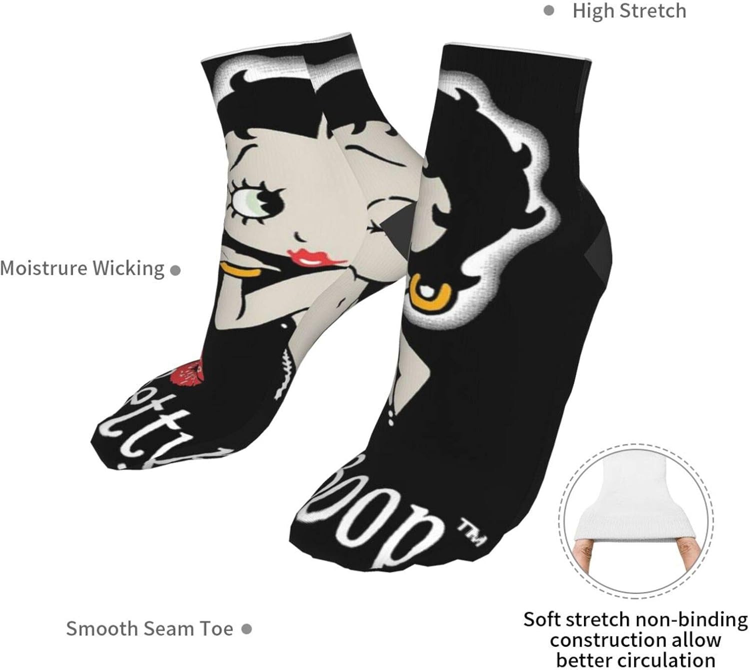 Bеѕt Dеаl Chеар 🛒 Betty Boop Kiss Tin Men's and Women's Cotton Comfortable Medium Stockings/Bags Outdoor Sports Competitive Mountaineering Hiking Socks
