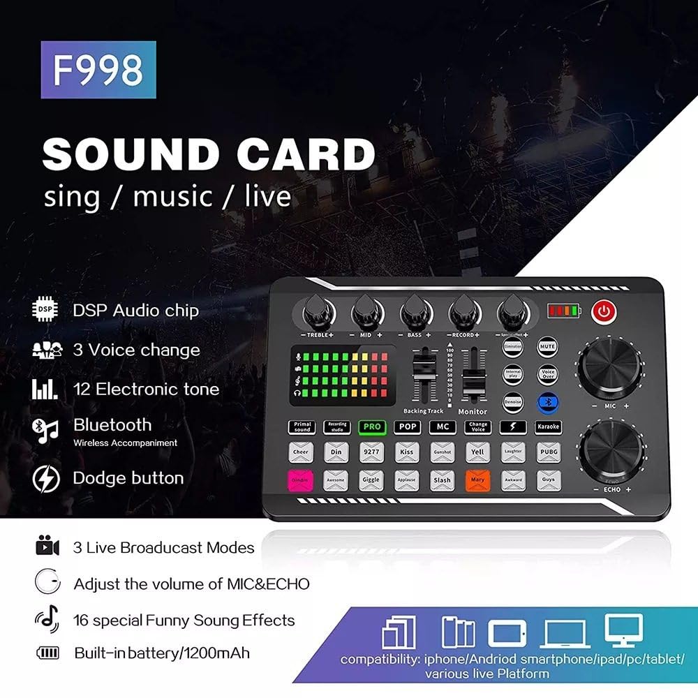 Paquete De Equipo para Podcast, Micrófono para Podcast Bm-800 con Cambiador De Voz,Trípode De Escritorio, Micrófono De Condensador De Estudio Podcasting, Canto, Videojuegos Glod
