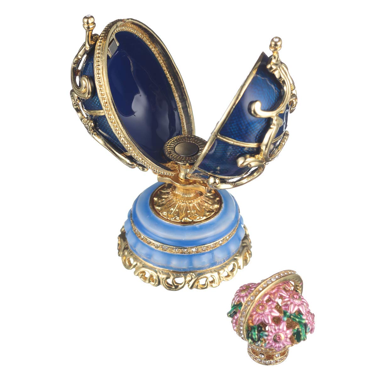 HANDGEMAAKTE Luxe Oostenrijkse Crystal Faberge Egg Kerst Sieraden Dozen Graduatie Cadeaus voor Vriendin Verjaardagscadeau Ideeën Sieraden Opslag voor Vrouwen Vriendschap Snuisterij Doos Fabergé Ei