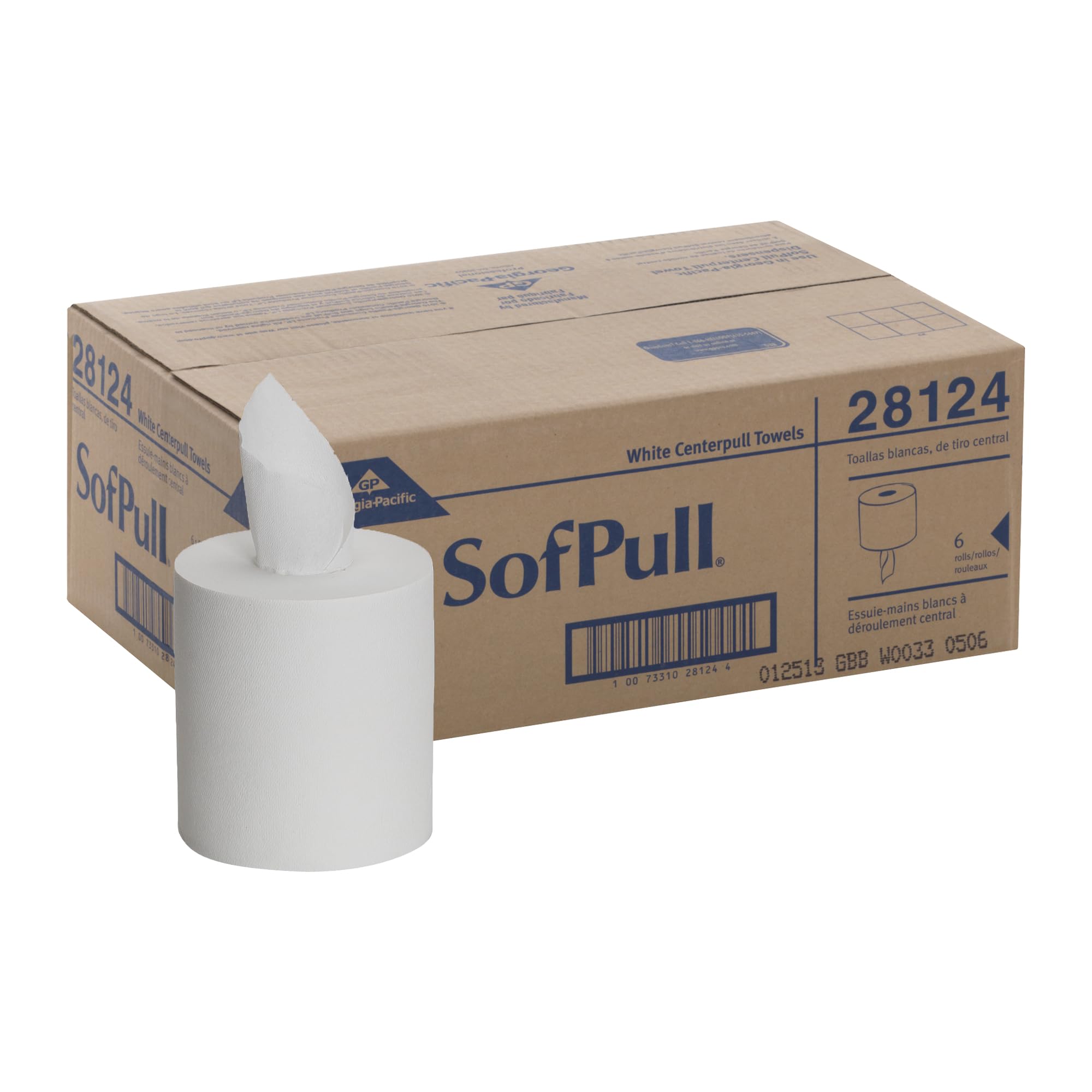 Georgia-Pacific SofPull Centerpull Regular Capacity Premium Paper Towel, White, 28124, 324 Sheets Per Roll, 6 Rolls Per Case