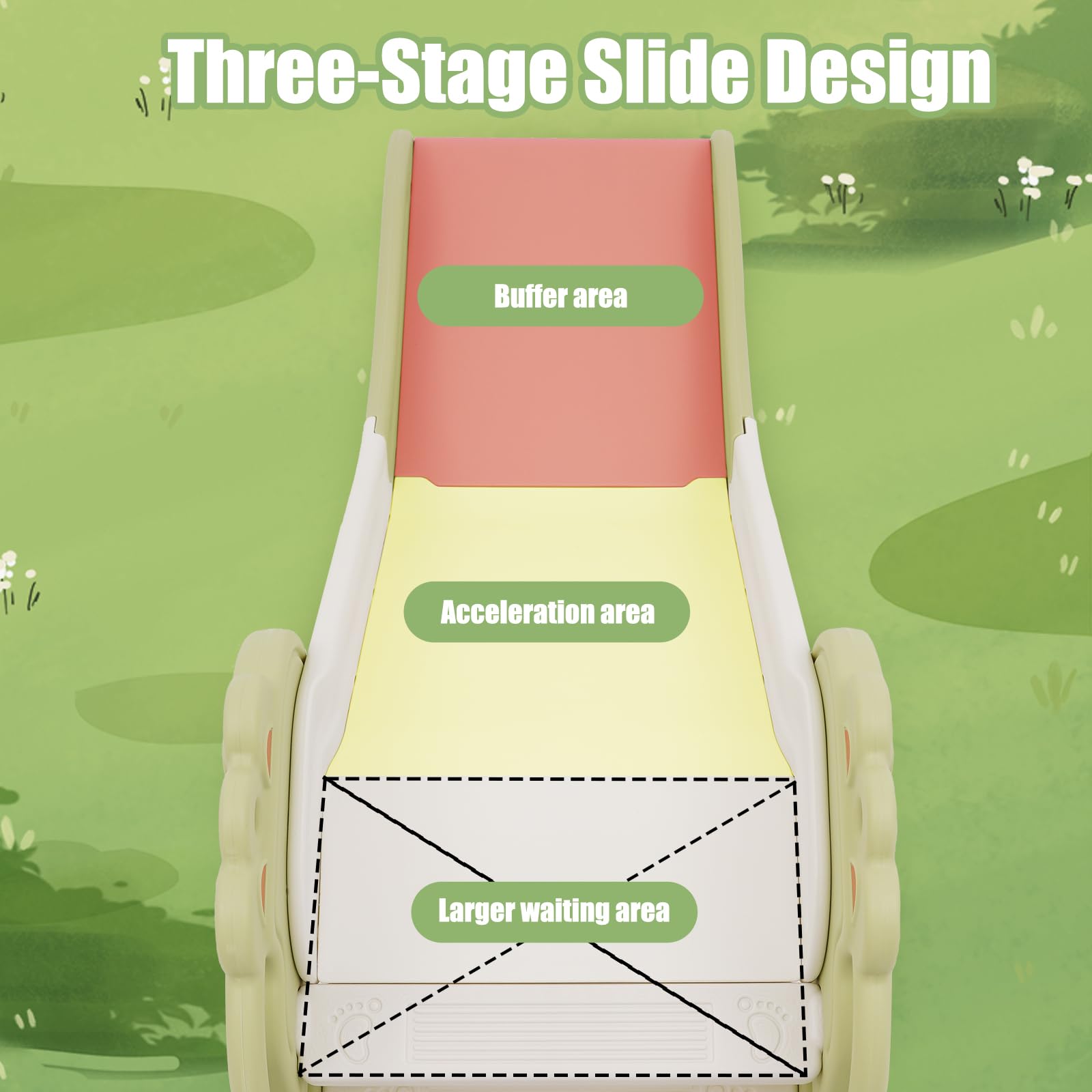 Tobogán plegable para niños, con reposabrazos, diapositiva para bebé, tobogán infantil, diapositiva pequeña, para interior/exterior, ahorra espacio (verde)