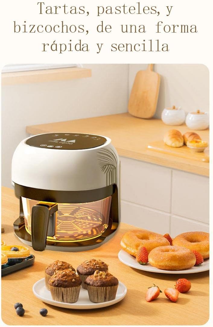 mike_alpha Friggitrice senza olio intelligente trasparente con display digitale touch 3,5 litri bianco