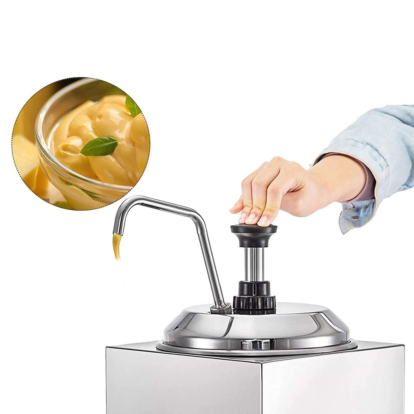 Calentador comercial de dulce caliente con dispensador de bomba, calentador de salsa de queso nacho, máquina de calentamiento de acero inoxidable para restaurantes, puestos de aperitivos, cafeterías
