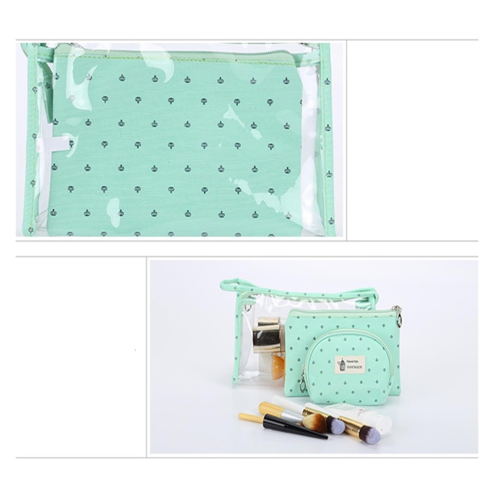 Confezione da 3 borse da toilette in PVC, borsa da viaggio for articoli da toeletta for ragazze, custodia for trucco, portafoglio trasparente con cerniera beauty case(Navy blue)