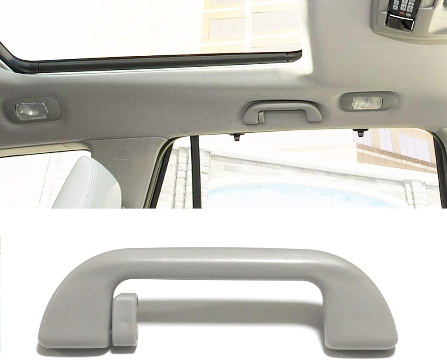 Auto Roof Pull Handle Grab Rail Grey with Hook LH=RH Universal for Honda for Accord,Civic,Insight,Clarity, CRV, HRV，Ridgeline, Pilot, Passport (Light Beige, 1Pcs)