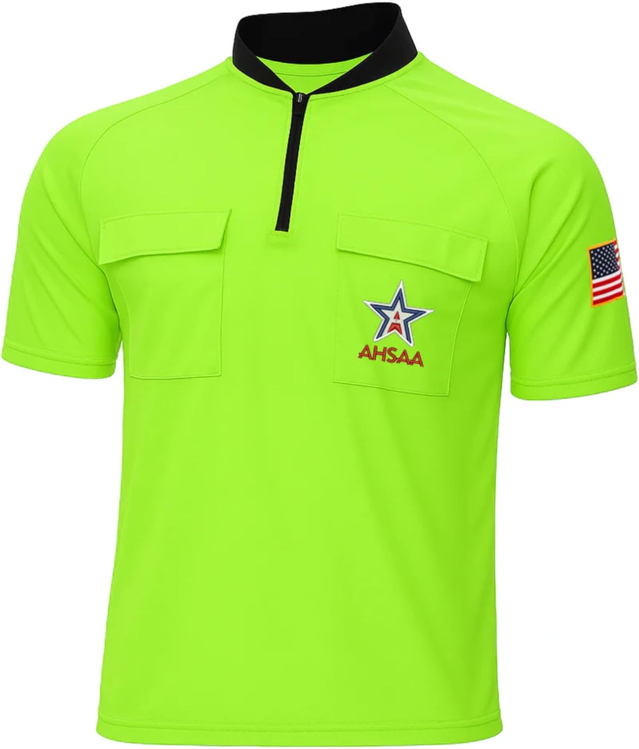 Smitty | AL-900 | Alabama AHSAA Logo Short Sleeve Soccer Referee Shirt With USA Flag