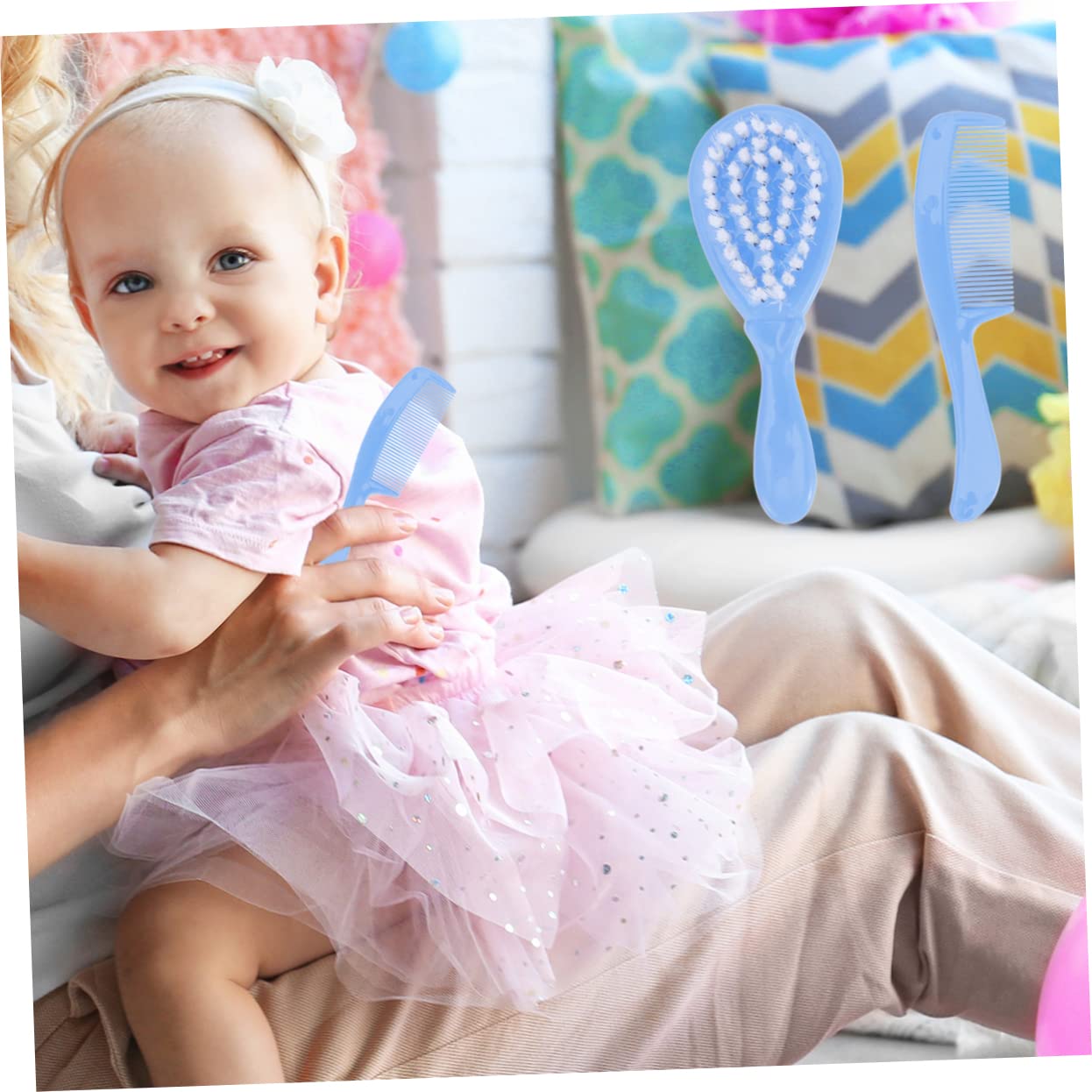 ORFOFE Set Baby Brush Children Massage Care Safety Comb Hairbrush Baby Grooming Kit Infant Hair Bassinet Shower