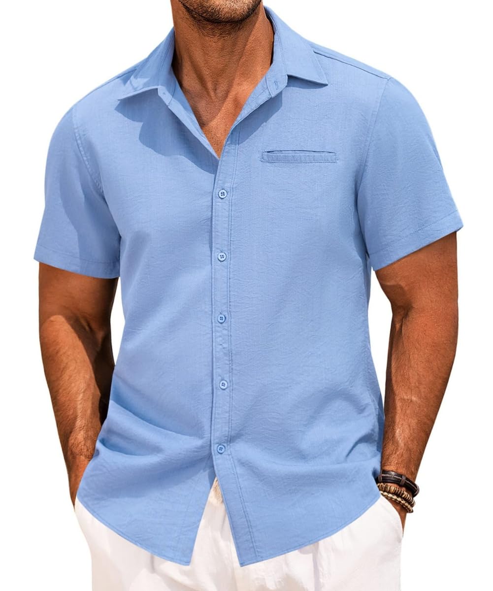 Men's Short Sleeve Dress Shirts Summer Casual Button Down Shirts Business Shirts Solid Wedding Prom Tops