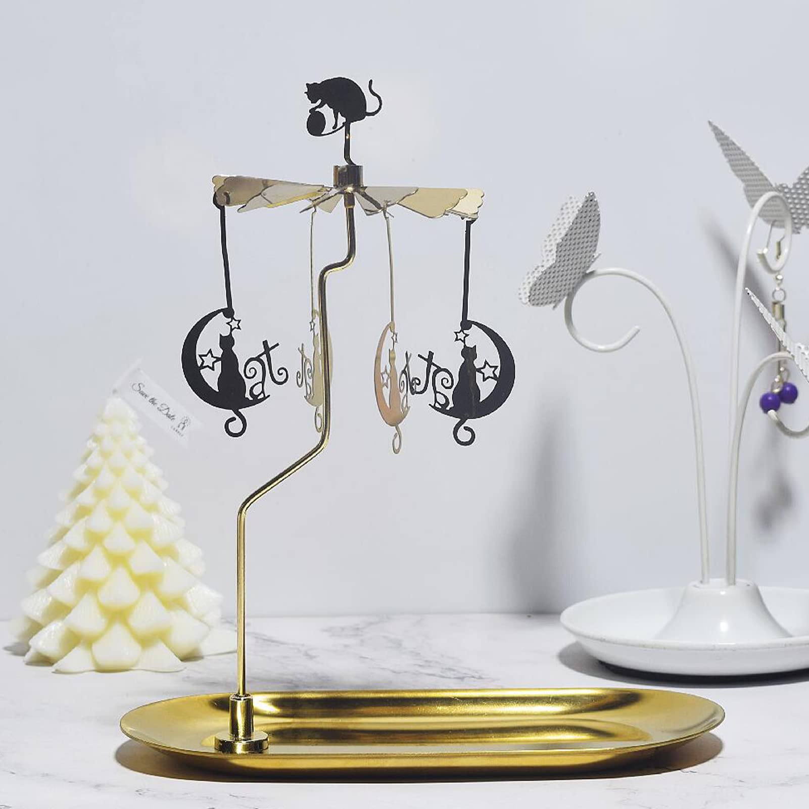 Bougeoir Rotatif En Métal Avec Plateau - Pour Centre De Table, Saint