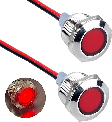 Miniatura 79 de 2 luces indicadoras LED de 0.630 in (5/8 pulgadas), 12-24 V AC/DC 20 mA ahorro de energía de metal impermeable IP67 lámpara piloto de una sola Verde