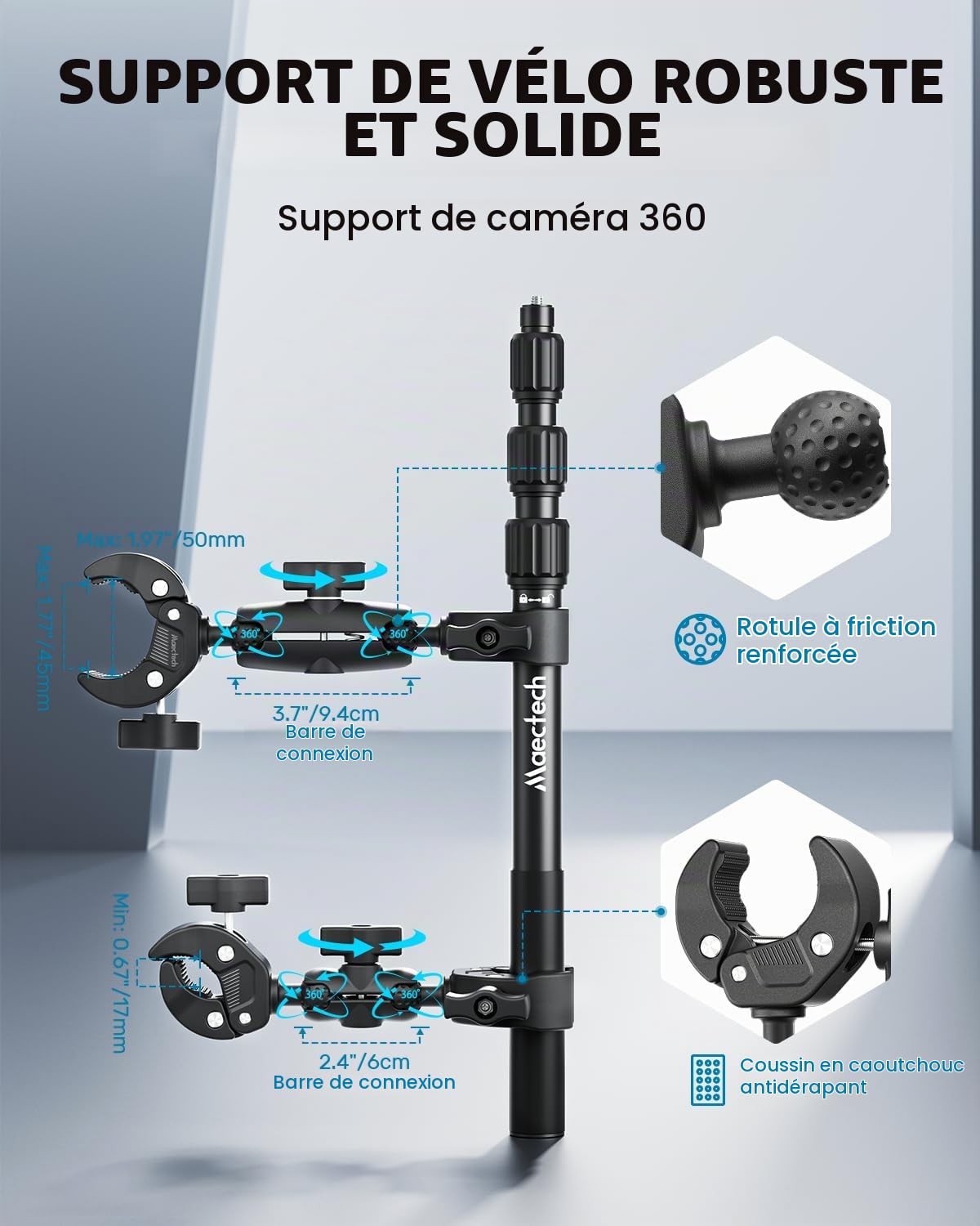 Support Caméra Moto Accessoire pour Insta360 X5/X4 pour GoPro