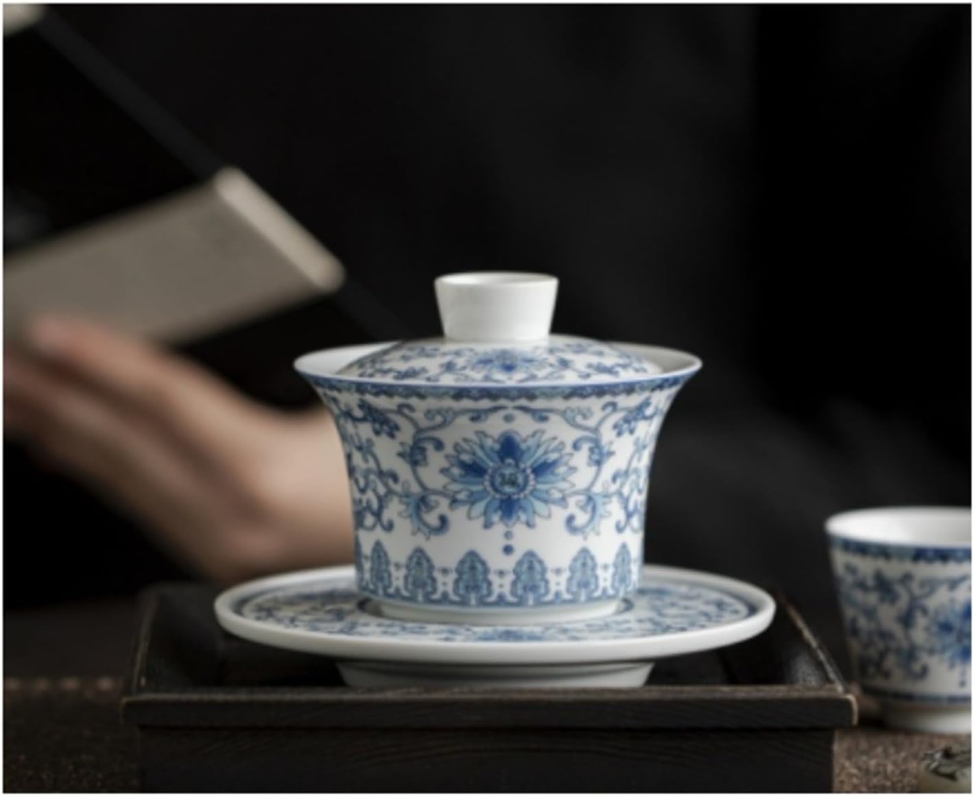 Blue and White Porcelain Tea Set with Teapot and Tea Tray-Sets3