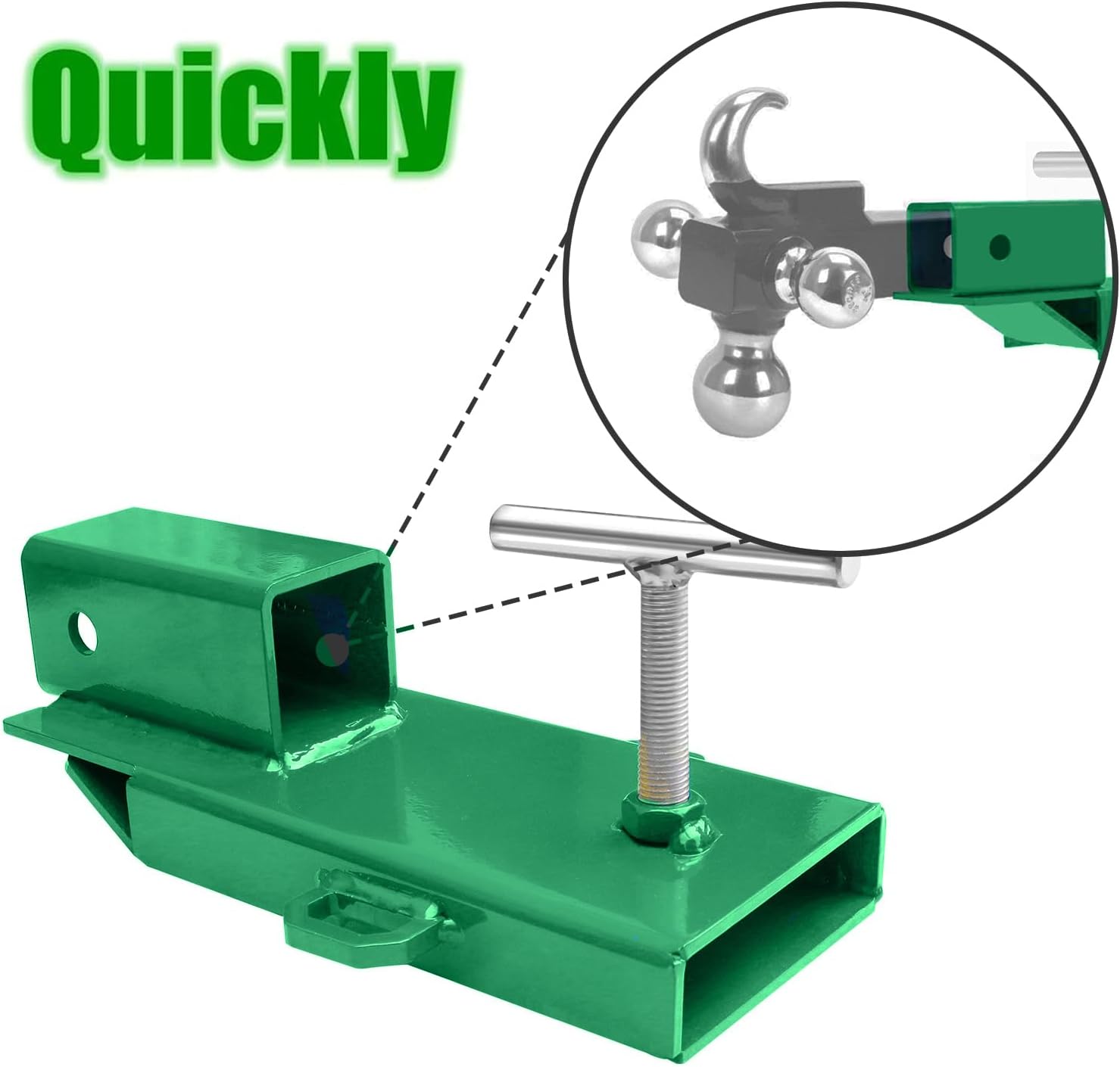 Forklift Trailer Hitch Attachment, 2 Inch Hitch Receiver Pallet Fork Trailer Towing Adapter with Safety Chain,1PC(Green)