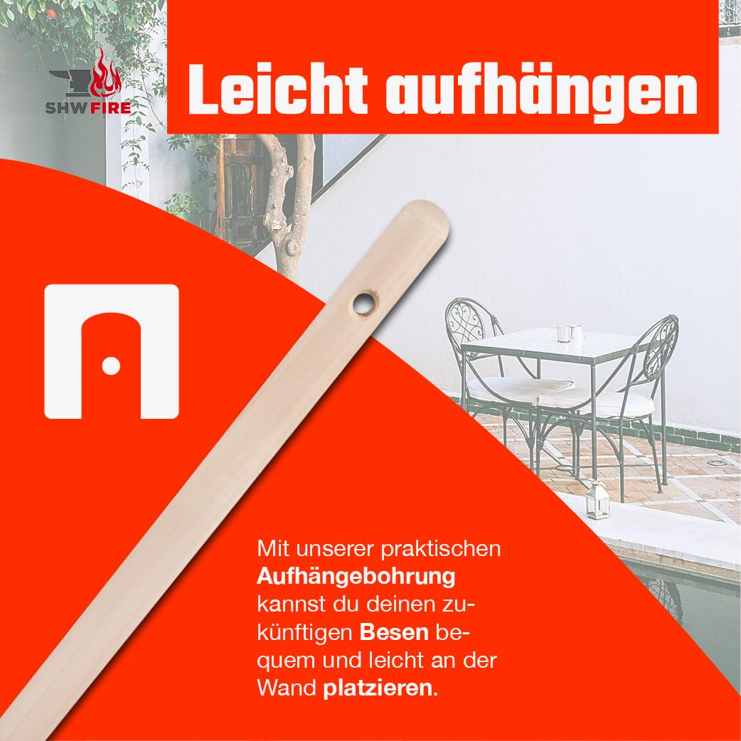 SHW-FIRE 16-Zinken Gartenrechen, 42 cm Rechenbreite, 150 cm Espenholzstiel