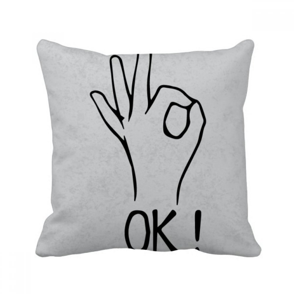 Coussin Noir Ok Geste imprimé de 40x40 cm avec insert pour la décoration du canapé