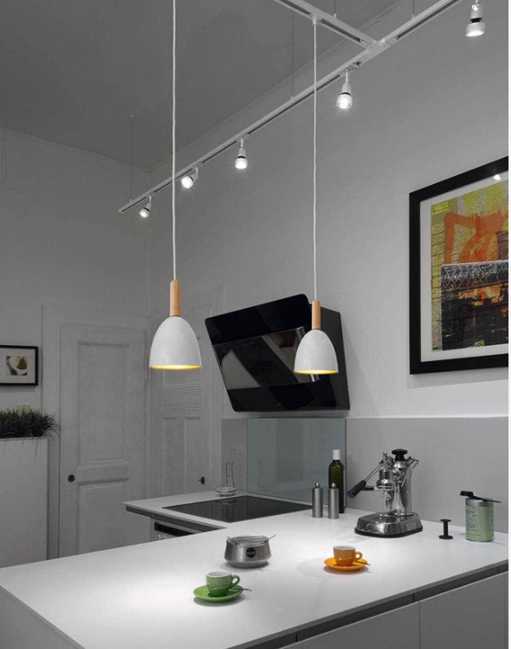 Kiven H Type Track Lamp Mini Pendant Lighting,Aluminum Hanging Light for Kitchen Island Living Room Bedroom Home Lighting Fixture,3-Light