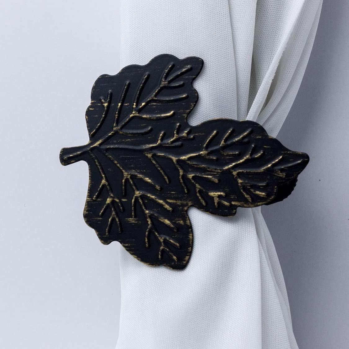 カーテンクランプ ホームデコレーション用カーテンアクセサリー リーフカーテン装飾(カラー:ブラック、サイズ:7 * 8.1cm) (