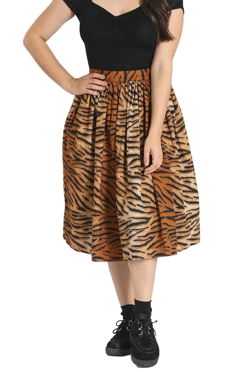 Hell Bunny Brown Tora 50'S Skirt