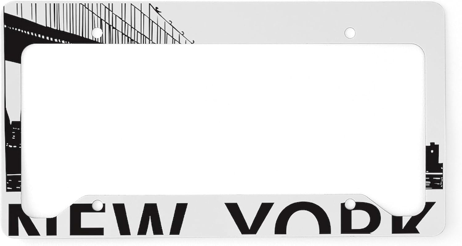 CafePress New York Skyline License Plate Holder Aluminum License Plate Frame, License Tag Holder