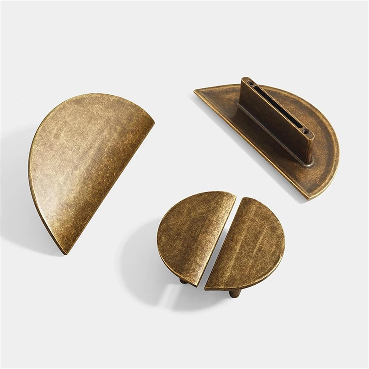 Small Chinese Semi-Circular Cabinet Door Handle Antique Bronze DrawerWardrobe Kitchen 1Pcs(Brushed Nickel 64mm)