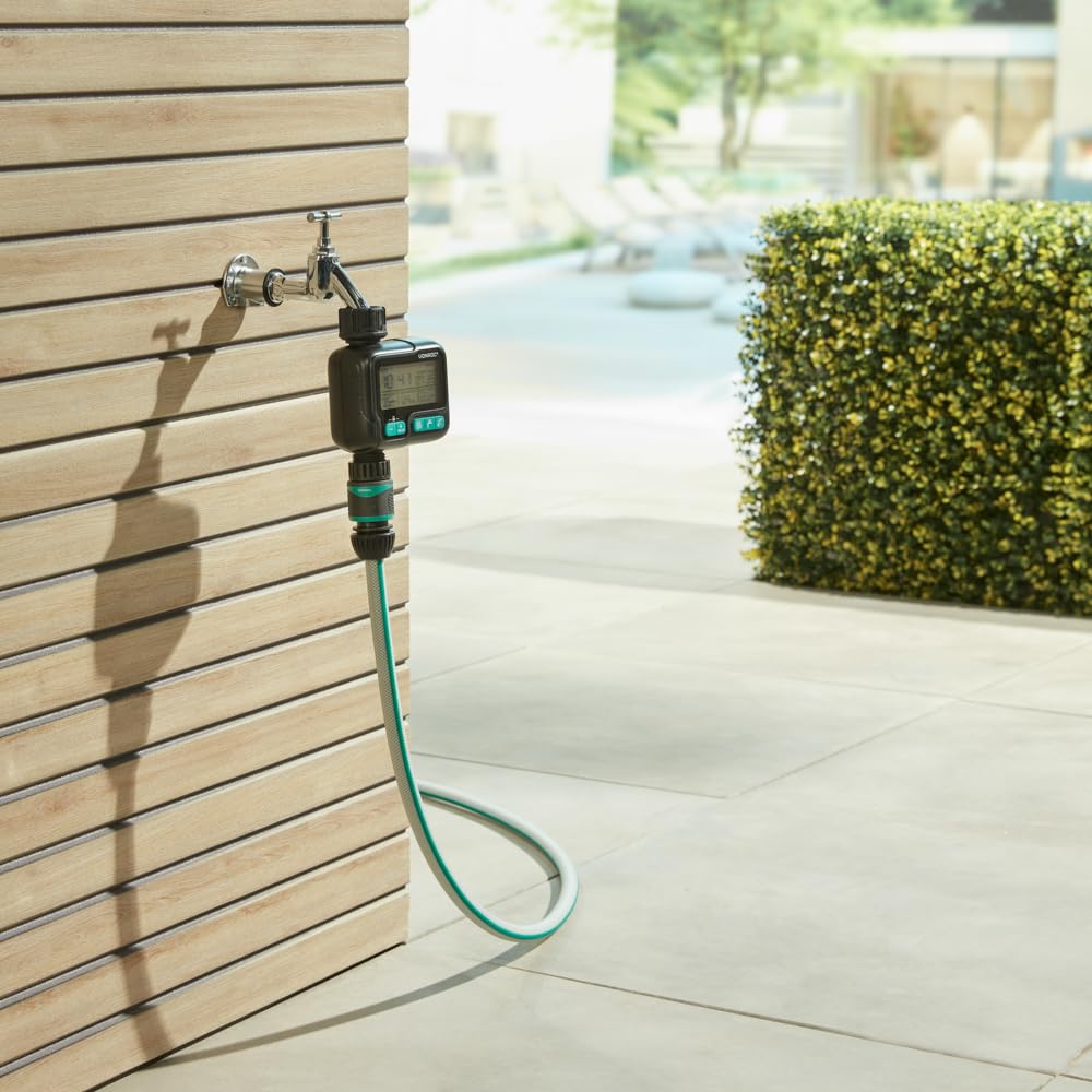 VONROC Set Irrigazione Automatico con Timer Digitale – Sistema d’Irrigazione Completo per Principianti, Programmabile, Irrigatori Regolabili, per Giardino e Orto