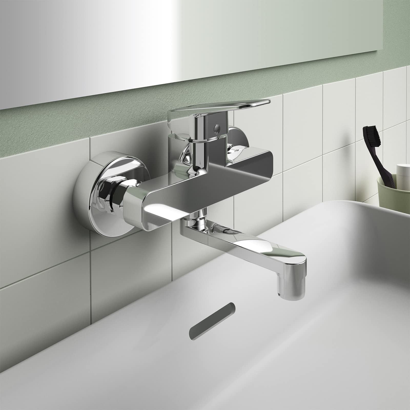 Ideal Standard BD241AA Ceraplan - Grifo monomando para lavabo de pared, cromo, Aufputz