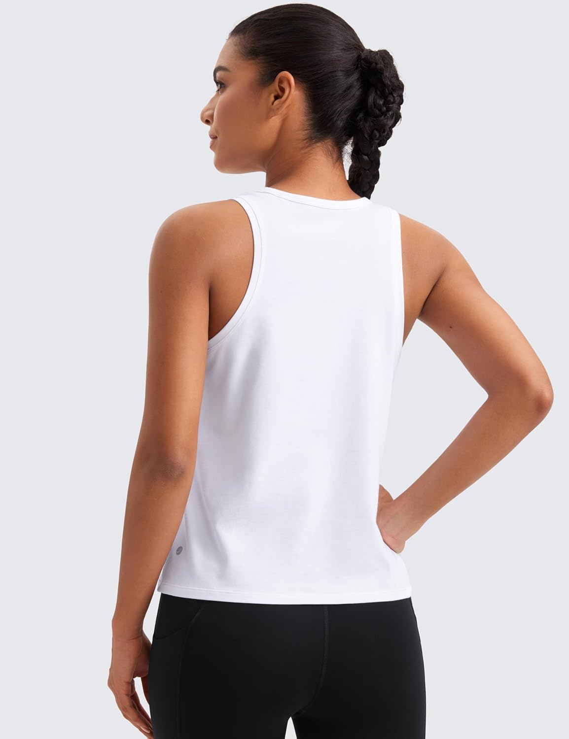 CRZ YOGA Pima Cotton Scoop Neck Tank Racerback Workout Tops for Women Soft Casual Basic Sleeveless Shirts - Image 2