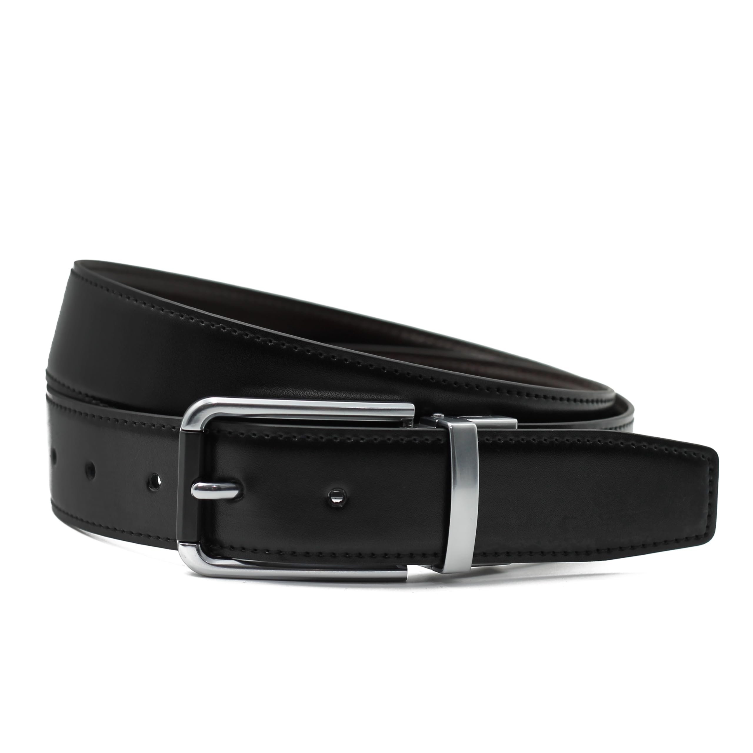 Xposed Men's Black, Brown Black Brown Reversible Real Leather Belt Rotate Buckle Formal Casual Dress [Blt-Rb-N2-115Cm]