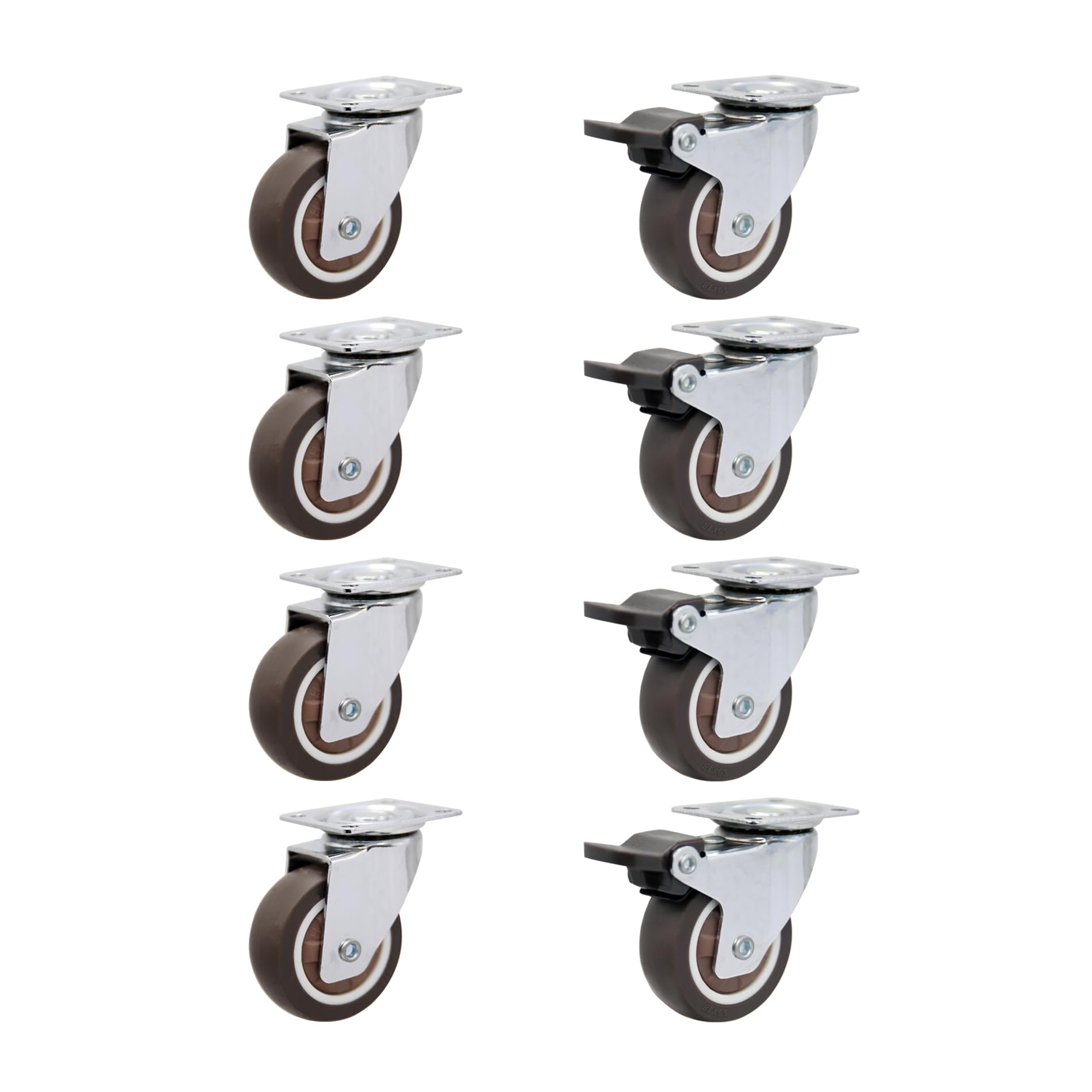LIKERAINY Ruedas Giratorias Silenciosas TPR Ø25x13mm con Freno para Muebles, 40kg, Paquete de 8