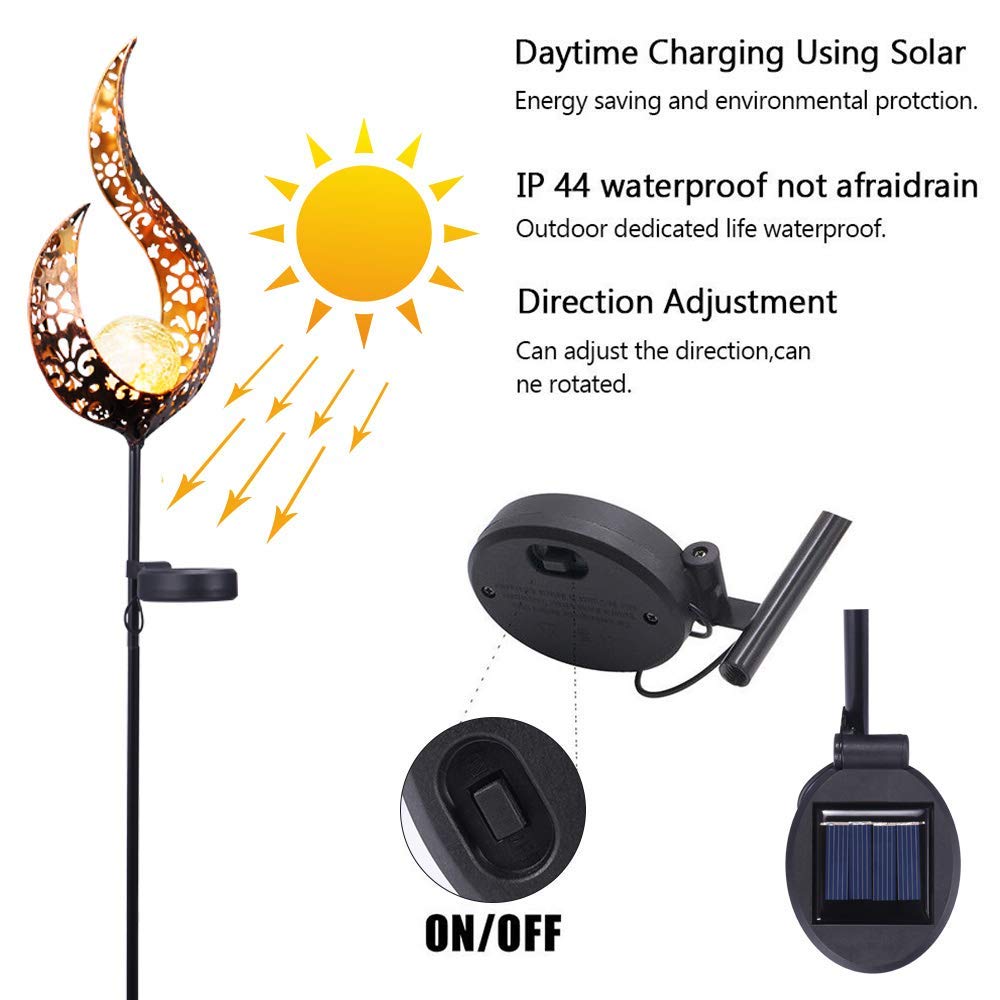 Solarne światło płomieniowe – wodoodporne ozdoby ogrodowe LED do dekoracji patio i krajobrazu – migoczący design dla lepszej atmosfery