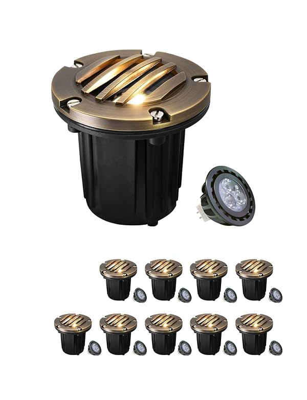 MALORY Low Voltage Landscape Well Lights, (φ126 mm) Brass Top Cover by MALORY - Used condition - US$338.57