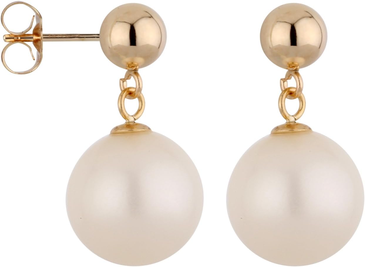 14k Yellow Gold 4mm Ball Stud Earring with Round Freshwater Cultured Pearl