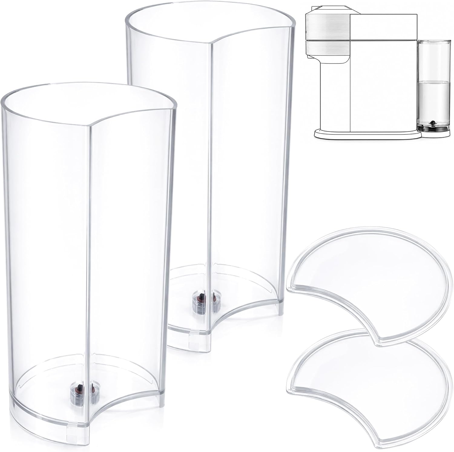 moonoom Water Tank Reservoir and Lid Cover Replacement, Removable Coffee Reservoir Replacement with Lid, Clear Coffee Machine Tank Parts Compatible with XN910B XN9105 XN910C