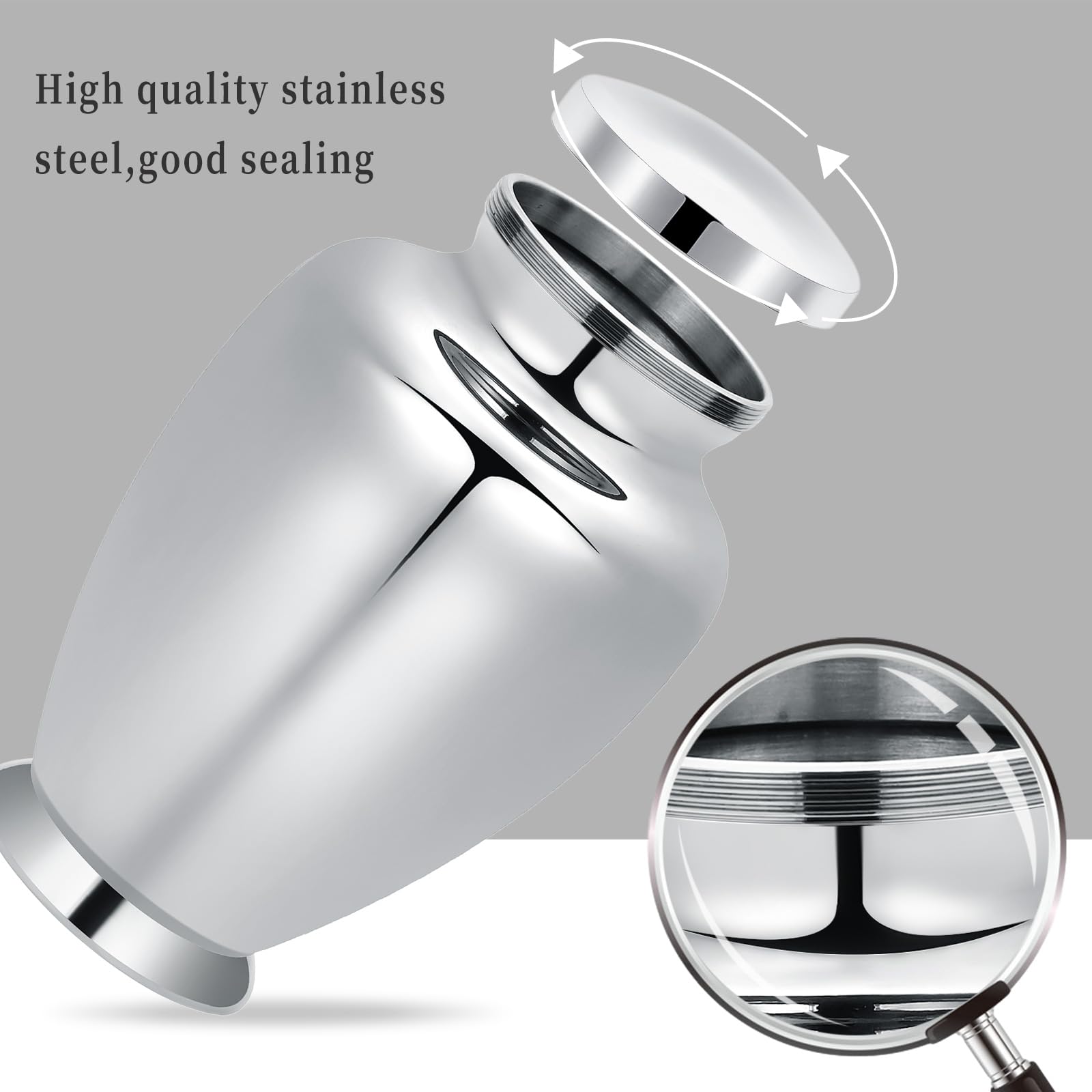 Urns for Ashes Tree of Life Large Cremation Urns for Human Ashes Stainless Steel Urn Funeral Memorial Keepsake for Women Men Ash Holder (B-Silver-Tree-9.45 * 5.67inch) - Image 3