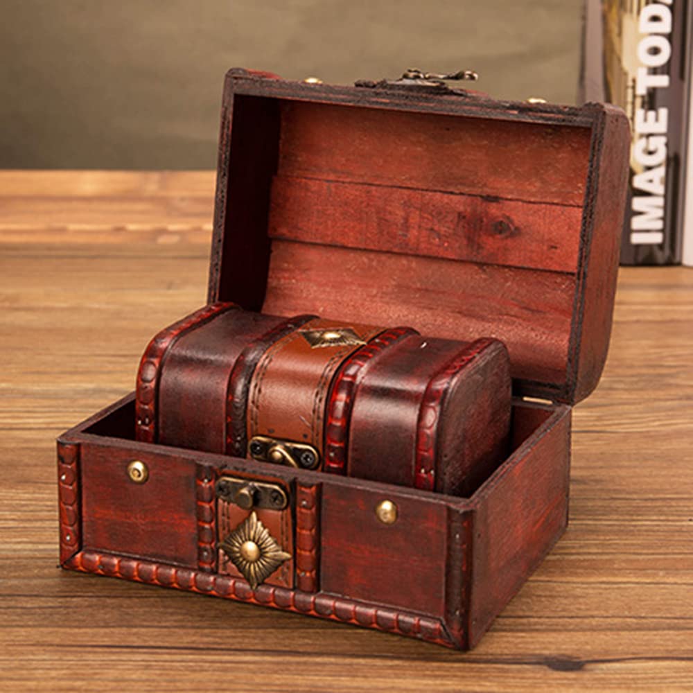 2 Scrigni Del Tesoro In Legno Vintage - Con Serratura, Per Bambini E Collezionisti - Foto 4