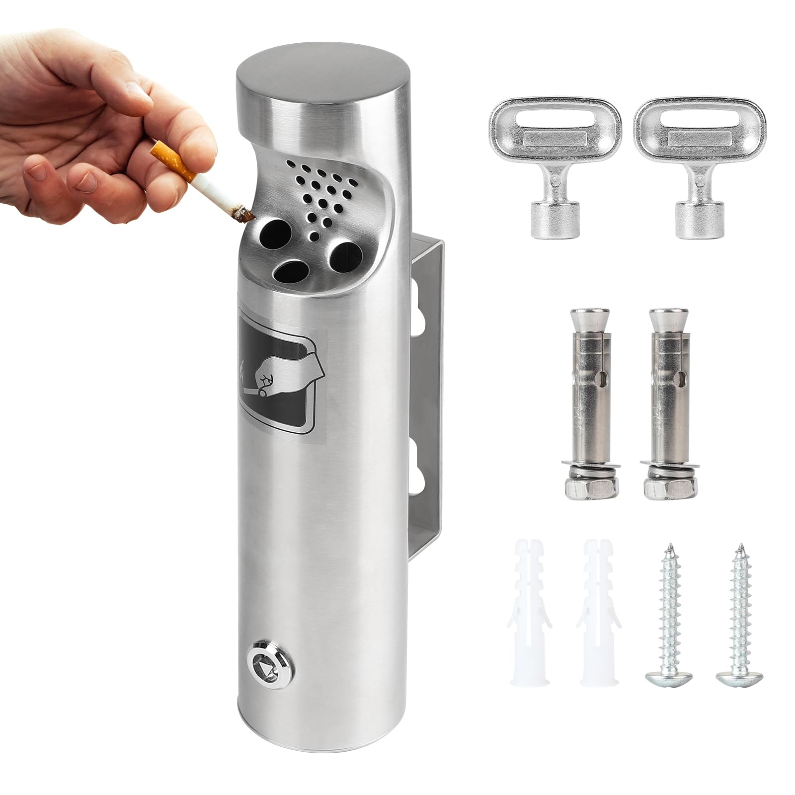 CPROSP Posacenere da Muro Esterni 28.5 x 6.5 cm, Acciaio Inox per Esterno