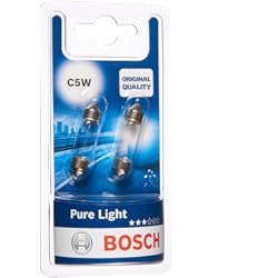 Luces Encendidas Coche Bosch C5W Pure Light Lámparas para vehículos, 12 V 5 W SV8, 5-8 35 mm , Lámparas x2