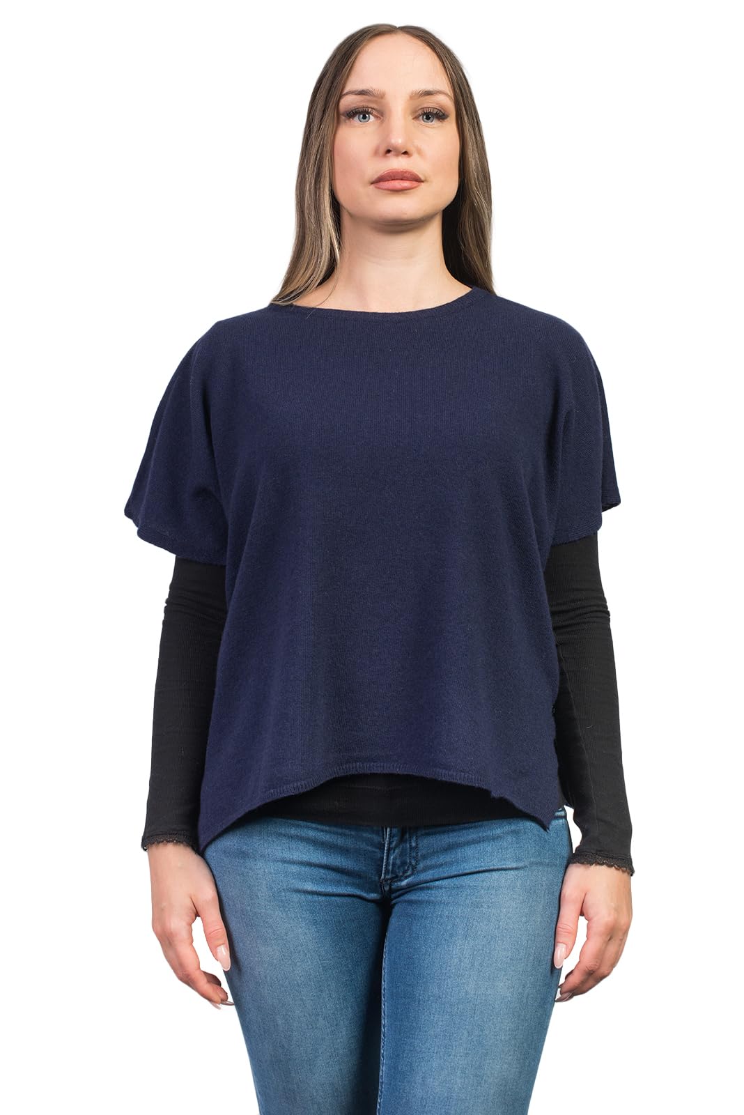 DALLE PIANE CASHMERE Poncho Donna Misto Cashmere Lana | Poncho mantella avvolgente, taglia unica, perfetto in viaggio e in città, un elegante regalo per lei, Made in Italy