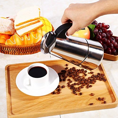 300ml Stainless Steel Mocha Coffee Pot Kettle Stove Top Espresso Make Pot, Sliver