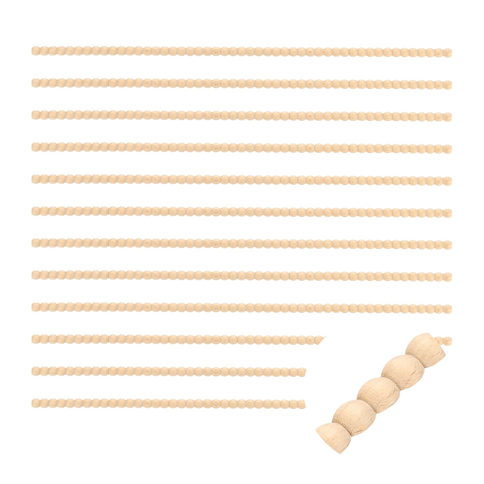 sourcing map 12Pcs 15.75" Decorative Wood Trim, Unfinished 3D Wooden Furniture Molding Trim for DIY Craft, Home Wall Cabinet Shelf Window Door (Half-Round Pearl, 9mm)