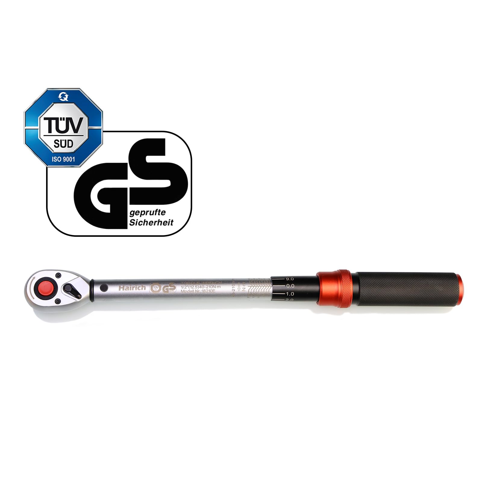 Hairich Chiave dinamometrica 1/2 pollici, 40-210 Nm per bicicletta e moto, chiave dinamometrica, set da 6 pezzi, con asta di prolunga da 125 mm, adattatore da 1/2"-3/8", 3 bussole per il
