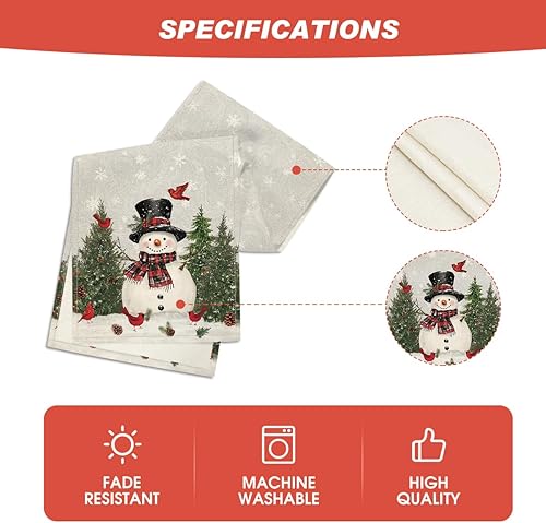 Miniatura 5 de Artoid Mode Camino de mesa de Navidad con diseño de muñeco de nieve, pájaros y árboles, decoración de mesa de comedor para decoración de fiesta en