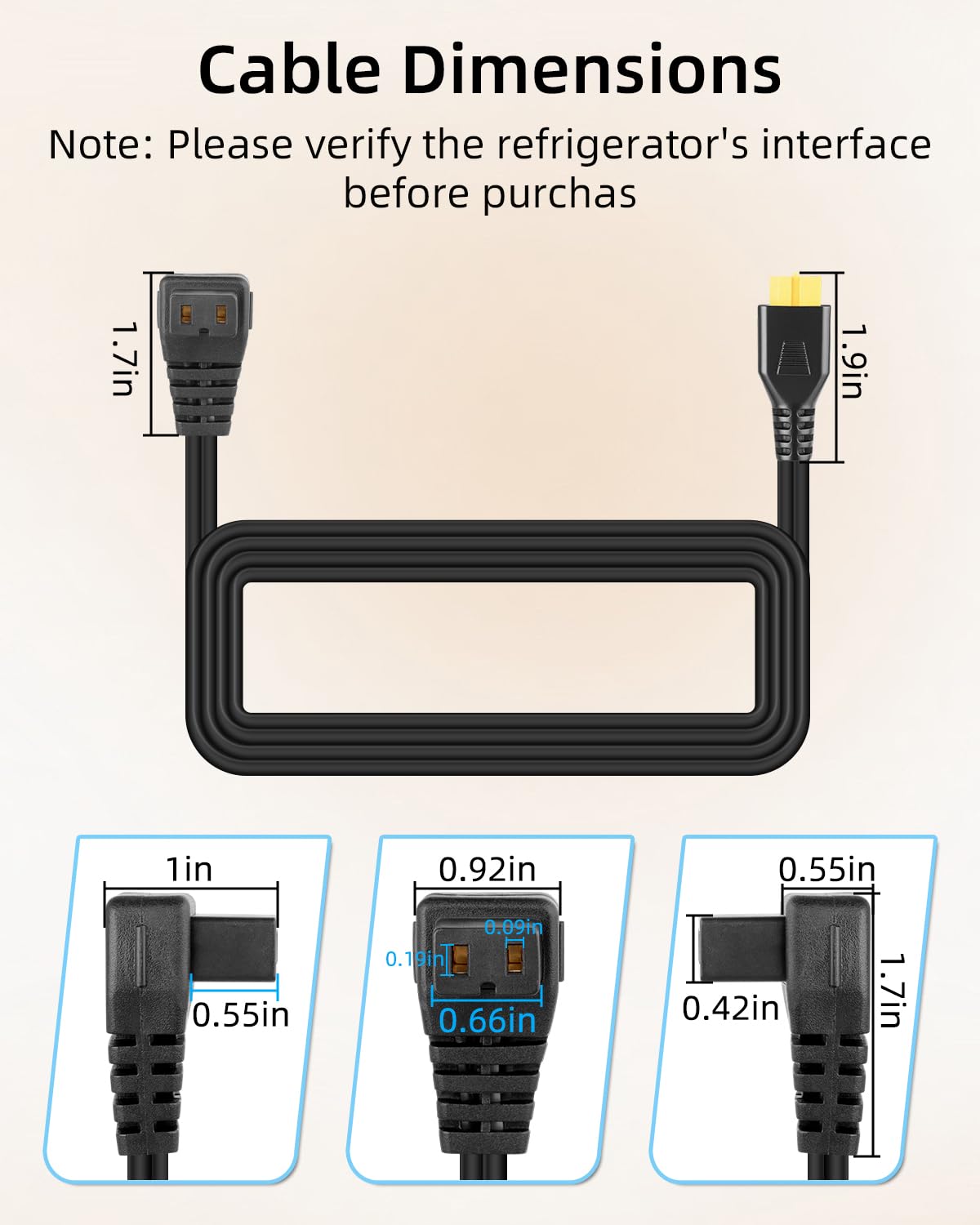 GELRHONR Przenośny kabel zasilający do lodówki samochodowej 12 V, kabel zasilający 14 AWG xt60 do prądu stałego do zamrażarki samochodowej (3M/9,8 FT)