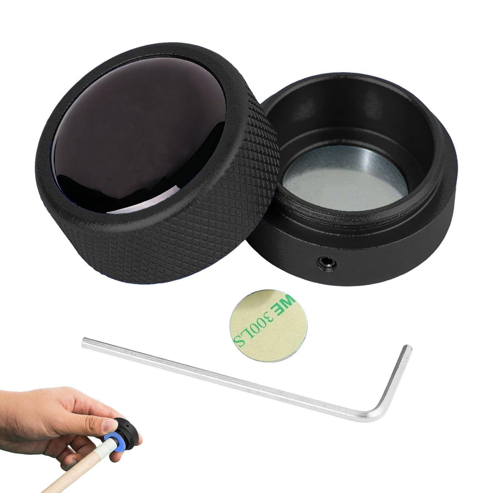 Round Magnetic Pool Chalk Holder Box for Snooker Billiard Training Black