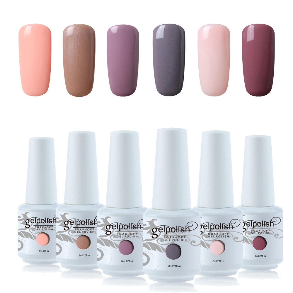 Vishine Komplettset Nagellack mit 48W Professionelle LED Lampe Nageltrockner (Nagelfeile, 6 Farben Nagellack Gels, Top Grundlage Coat, Maniküre Werkzeug Zubehör Nail Art Set