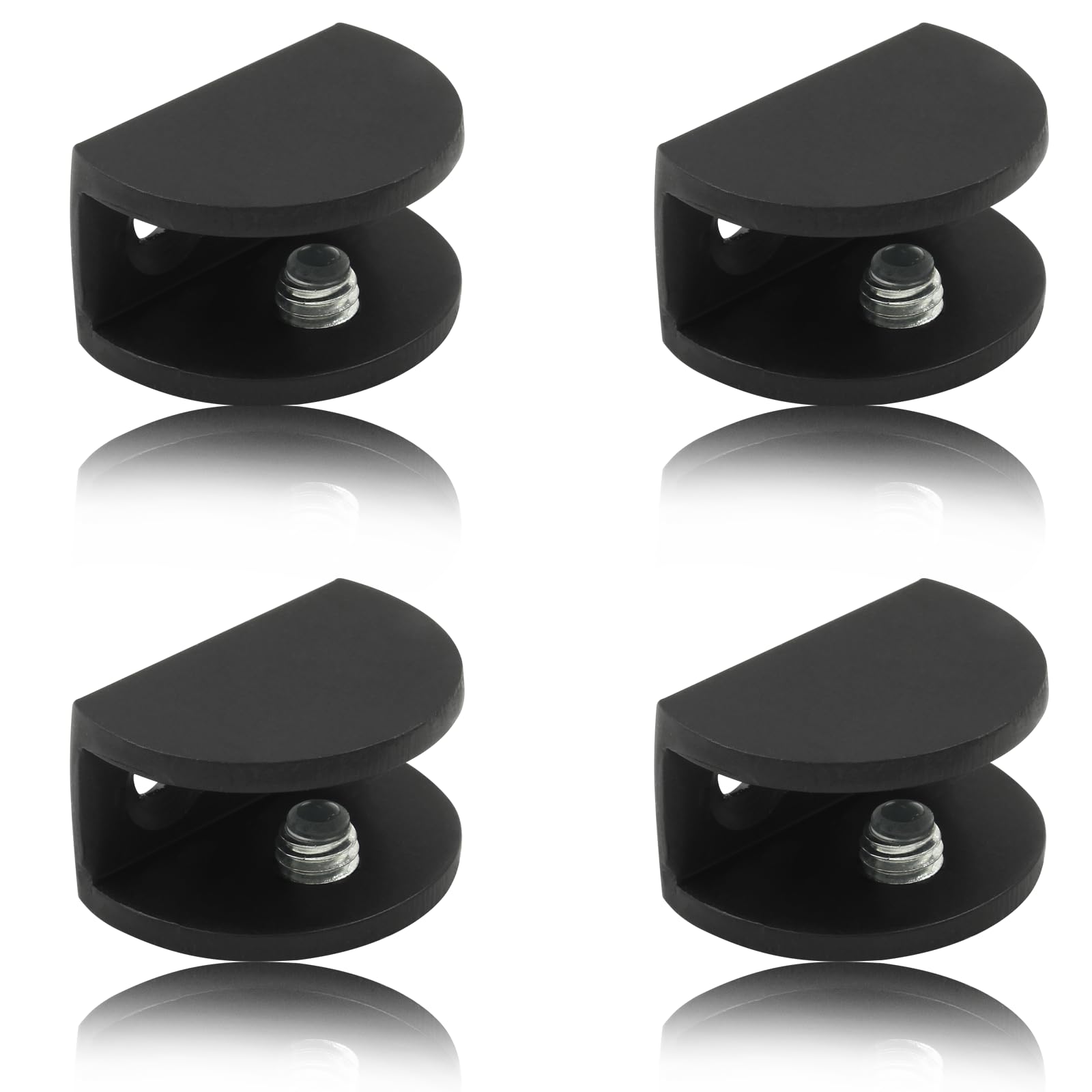 Litoexpe 8pcs Adjustable Frameless Glass Shelf Bracket, Aluminum Alloy Shower Glass Clamp Clip for 8-10mm Wood/Glass, Wall Mount Glass Clip Support Holder with Mounting Screws, Matte Black-image-11