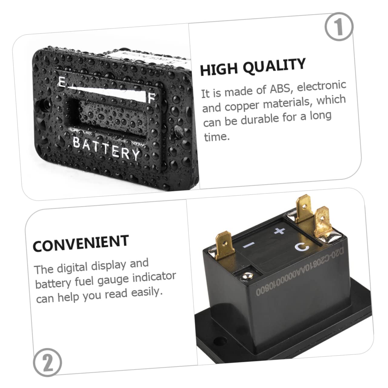 Happyyami 1Pc LED Voltage Indicator Battery Gauge Tester for Golf Carts Motorcycles Digital Display Battery Capacity Monitor with LED Light Portable and Practical