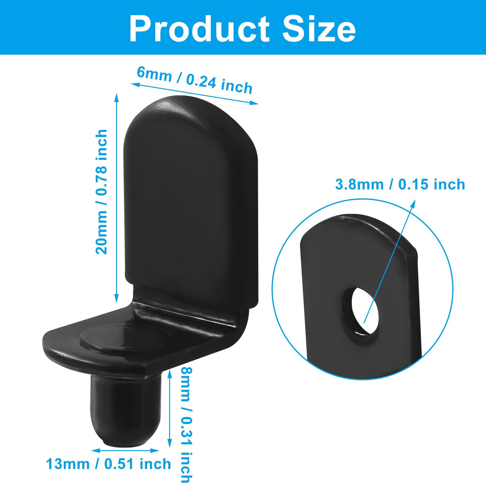 30 PCS Shelf Pins L-Shaped, 1/4 Inch, Black — Amazon image 3
