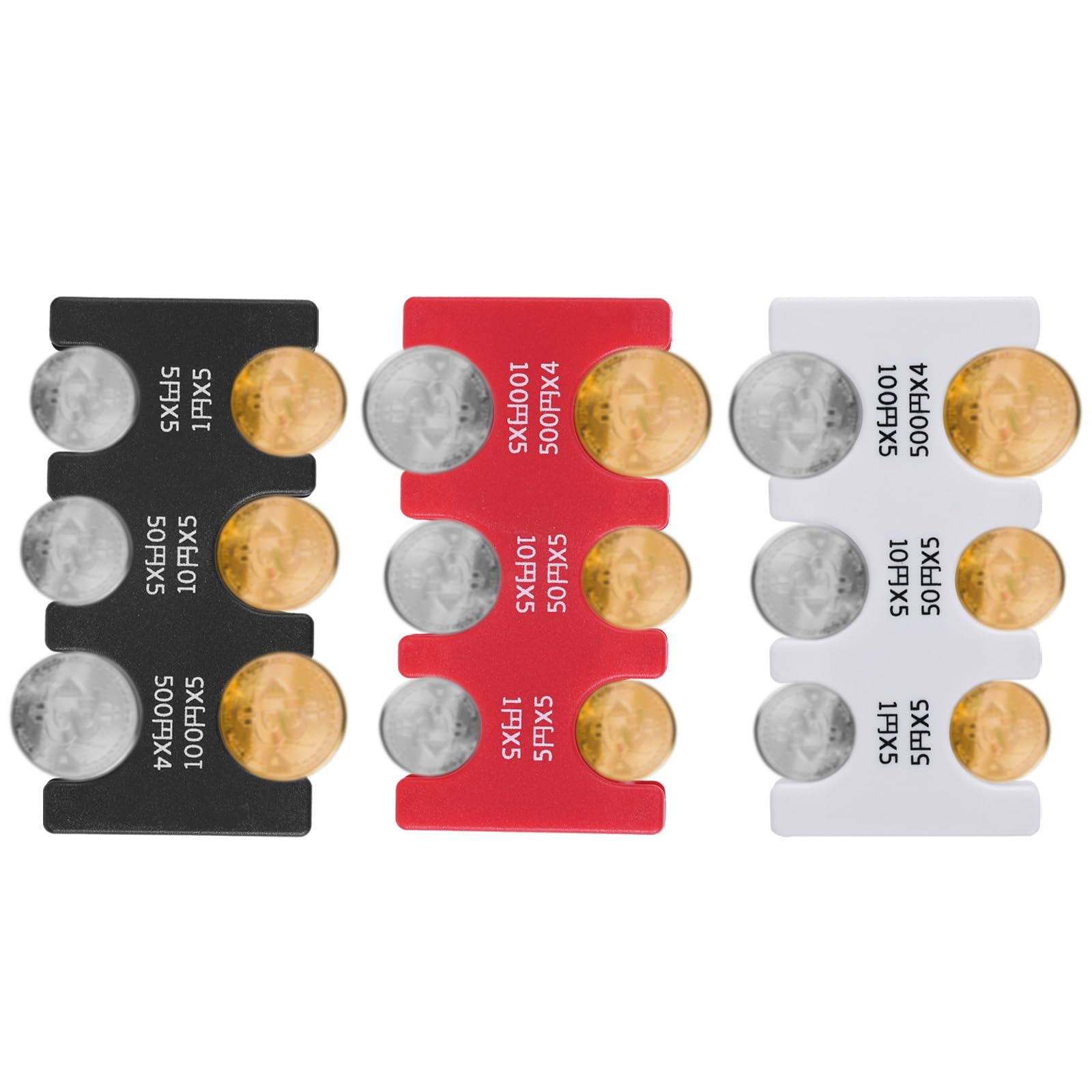 BOXOB 3 Piezas Monederos para Yenes Japoneses, Dispensador Organizador Monedas Cambio con 6 Ranuras Plástico Rectangular Portacambios para Exhibir Coche Viajes